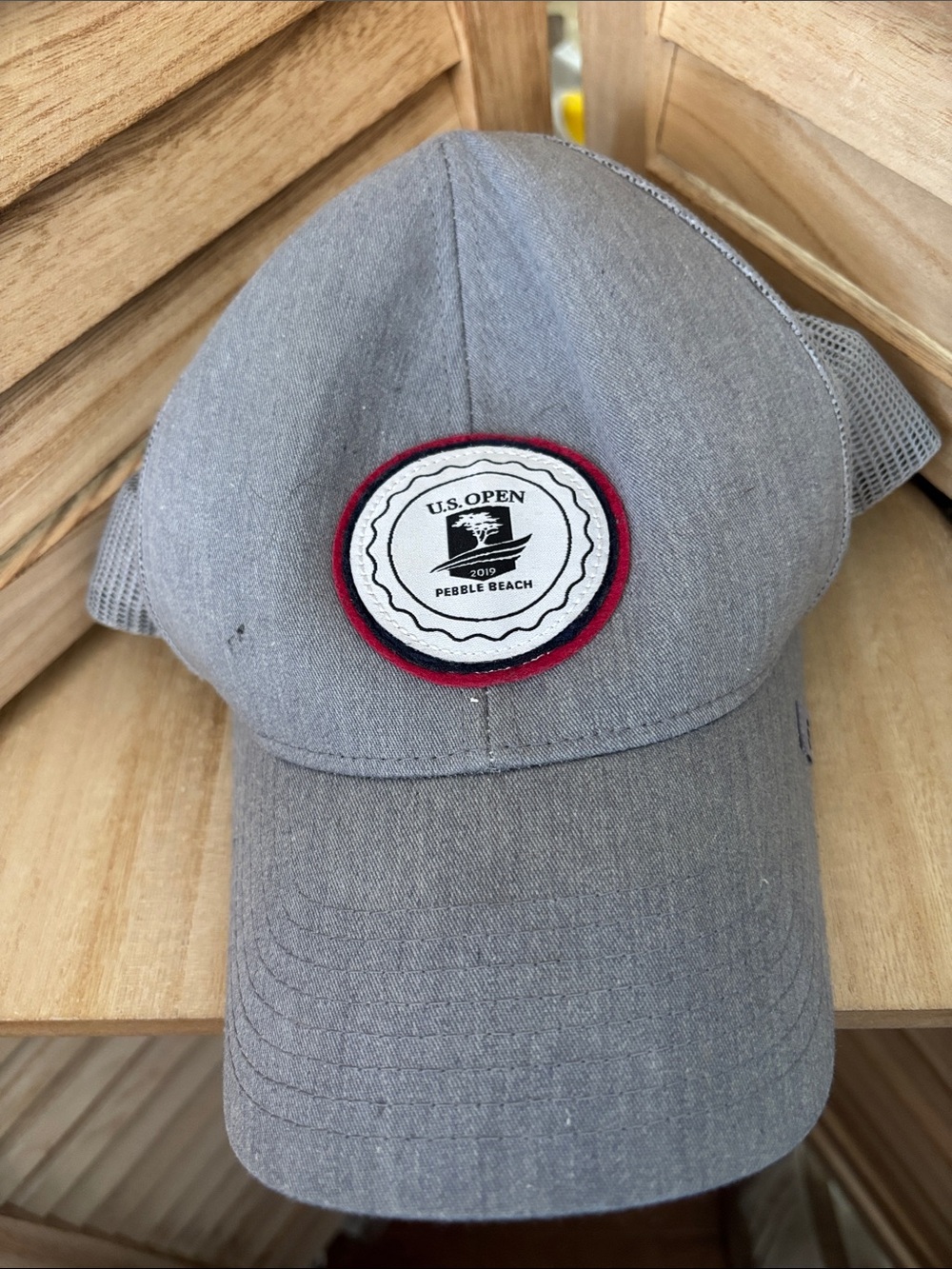 Pebble Beach Gray Baseball Cap with Red-Trim Patch